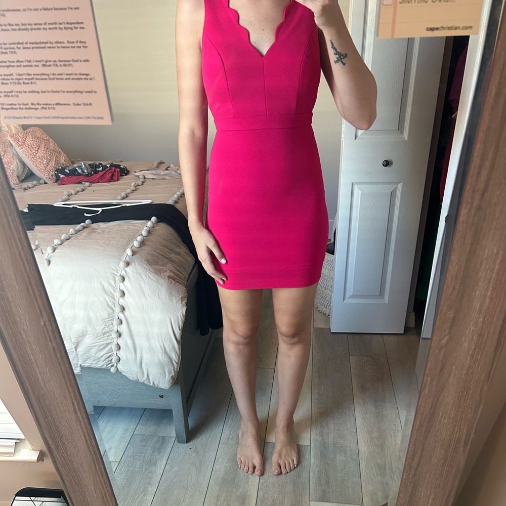 Hot pink bodycon mini dress